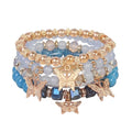 LOTSOF Boho Flower Beaded Bracelet Set for Women - Multilayer Crystal & Flower Charm Stackable Bracelets, Fashion Jewelry Gift for Her - color: Blue Butterfly