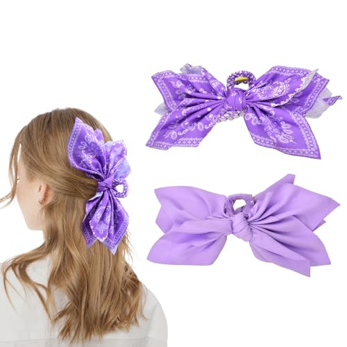 Bow Claw Clips Bow Hair Clips 2PC Purple Big Hair Bows for Women Butterfly Styling Large Hair Clips for Thick Hair for Girls Hair Accessories for Teen - color: 2PC-Purple