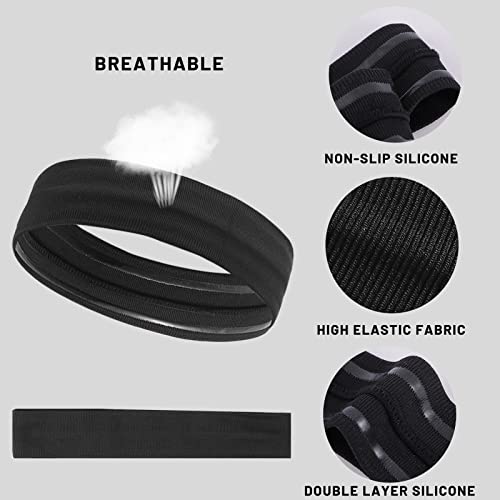 Workout Headbands Non Slip Headband Sport Headbands Sweatbands Elastic Sport Hair Bands for Sports Travel Indoor Fitness Gym - color: solid3