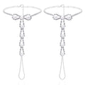 Bowknot Pearl Barefoot Sandals for Women Crystal Dainty Fashion Boho Sparkling Ankle Bracelet Rhinestones Silver Foot Chain With Toe Ring Bohemian Anklet Summer Beach Wedding Bridal Party Jewelry Gifts 1pair