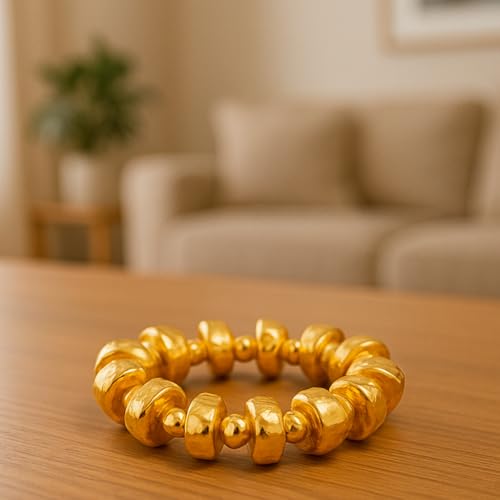 Gold Bracelet Stack For Women, 3Pcs Jade Vintage Chunky Stackable Stretch Boho Western Adjustable Bracelet Stacks Statement Dainty Tarnish Free Waterproof Jewelry Gift - color: SINGLE