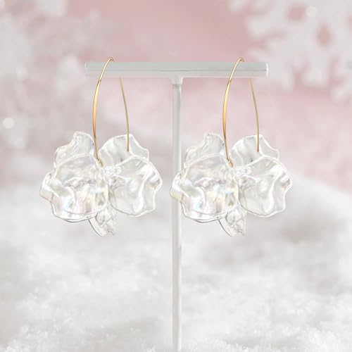 Exaggerated Bohemian Resin Rose Flower Petal Dangle Drop Earrings Long Acrylic Tiered Floral Tassel Earring for Women - color: Colorful