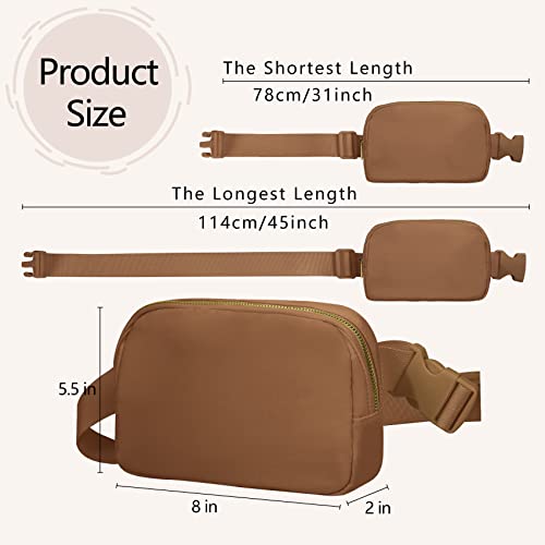 VOROLO Fanny Pack For Women And Men Crossbody Bag Belt Bag with Adjustable Strap Graduation Gifts Brown - color: Brown, style: 1 Pack Fanny Pack