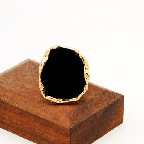 Statement Rings For Women Chunky Gold Ring Unique Cocktail Rings Vintage Big Black Drip Ring Fashion Punk Jewelry For Women - style: Gold