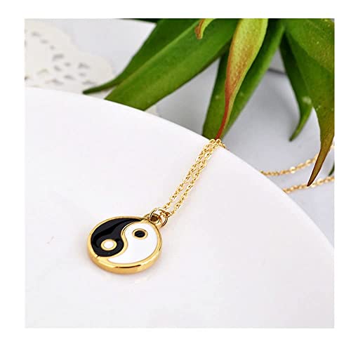 Gold Silver Yin Yang Pendant Necklace for Couples - color: Rose Gold