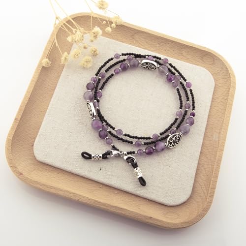 Damanse Beaded Glasses Chain,Eyeglass & Sunglass Strap For Women Stylish - color: Tree of Life Amethyst