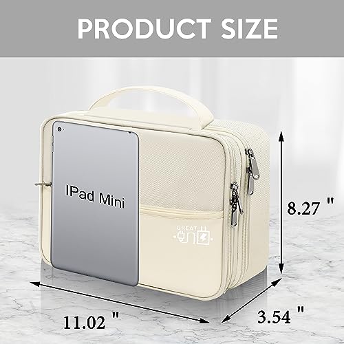 CILLA Electronic Organizer Travel Case, Travel Cord Organizer Case Portable Waterproof Cable Organizer Bag for Charger, Cord, USB, Power Bank, Earphone - color: zipper-beige