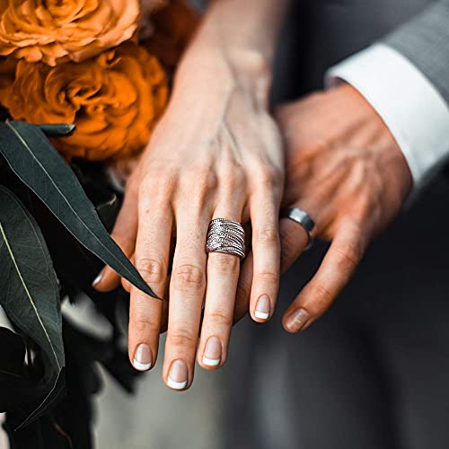 Mytys 2 Tone Intertwined Crossover Statement Ring Fashion Chunky Band Rings for Women Wide Index Finger Rings Costume Jewelry - color: Silver