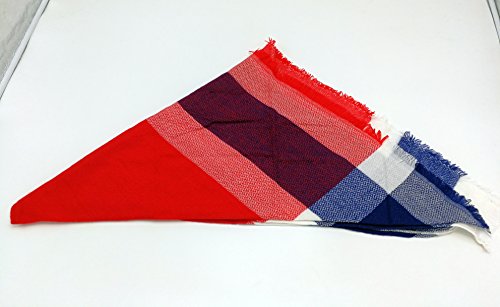 Wander Agio Womens Warm Long Shawl Winter Wraps Large Scarves Knit Cashmere Feel Plaid Triangle Scarf - color: Big Red Blue 6