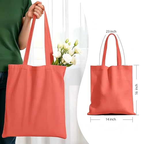 1 Pack Available Premium Canvas Reusable Tote Gift Bags,Made of Natural Canvas with Handle,Work,DIY,Shopping(Coral red) - color: C3-coral Red 1 Pack