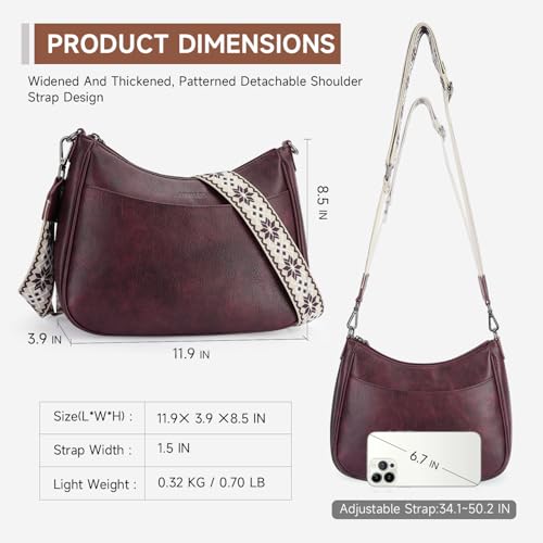 APHISON Trendy Leather Crossbody Purse with Adjustable Strap, Women's Shoulder Handbag - color: 07-grape