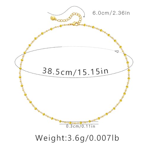 Beaded Choker Necklaces for Women 18k Gold Plated Dainty Gold Choker Necklaces for Women - style: yellow choker
