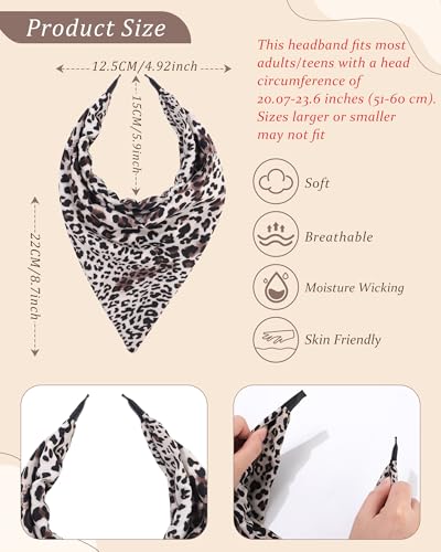 HAIMEIKANG Floral Bandana Headbands for Women Boho Hair Bandanas Scarf Triangle Kerchief Hair Bands Vintage Head Scarf(Leopard) - color: Leopard