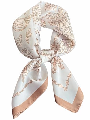 Silky Scarf for Women Lightweight Satin Bandanas Neck Hair Wrap For Sleeping Head Scarves 27.5" - color: A10 Light Brown Swirling/27.5"