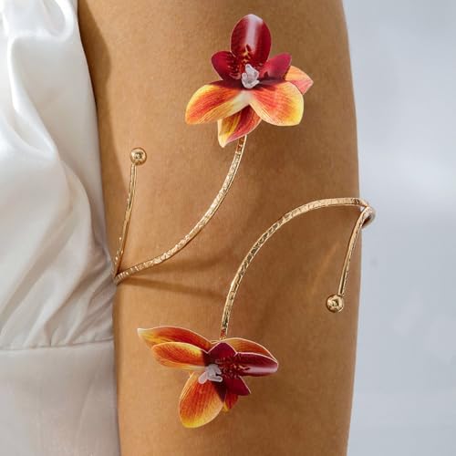 Golden Metal Starfish Seashell Upper Arm Bracelet Flower Charm Bohemia Bracelets for Women Beach Wedding Adjustable Open Cuff Bangle Coil Swirl Armband Party Jewelry - color: Style 04