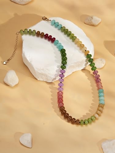 Sacina Trendy Boho Colorful Beaded Crystal Choker, Y2k Summer Beach Necklace, Boho Necklace, Hippie Jewelry, Christmas Jewelry Gift for Women - color: F