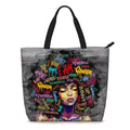 African American Women Tote Bag Black Shoulder Handbag For Women Fit Work Beach Labtops With Zip - color: Black Women 5