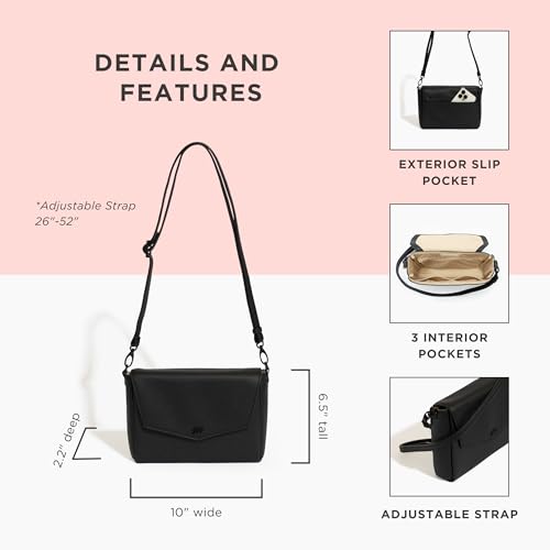 Freshly Picked Classic Crossbody Bag for Women - Stylish Handbag and Crossbody Purse Made with Premium Vegan Leather - color: Ebony