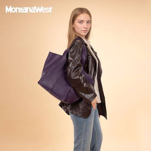 Montana West Tote Bag for Women Large Hobo Purses and Handbags - color: Purple