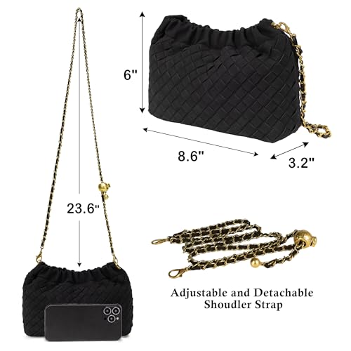 Joryin Woven Women's Crossbody Bag & Evening Purse, Trendy Dumpling Clutch & Hobo Cloud Shoulder Bag Trendy Dumpling Clutch - color: Woven Suede-black