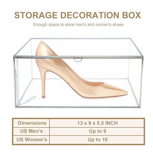 HighFree Vintage Glass Box with Lid - Clear Jewelry Glass Display Box Keepsake Box - Home Decor Decorative Box for Trinket Rings Bracelet (Silver, X-Extra Large) - color: Silver, size: X-Extra Large