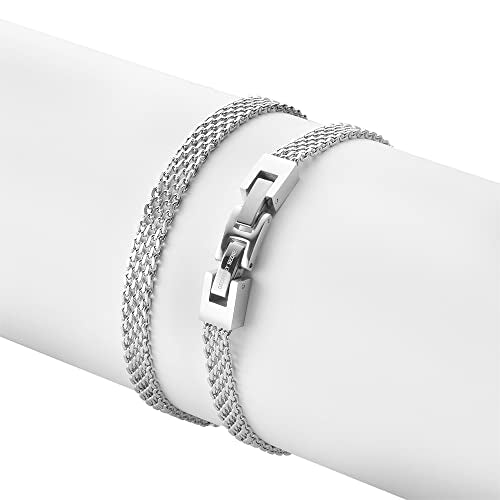 Geoffrey Beene Stainless Steel 6mm Italian Mesh Link Bracelet 8.5Inches - color: Silver