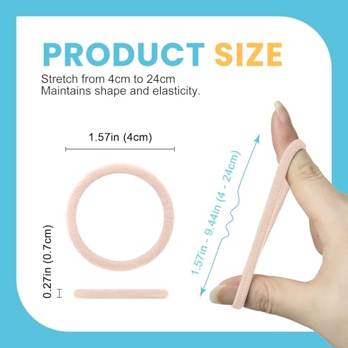 HOYOLS Soft Large Seamless Hair Ties, Gentle Stretch Nylon Ponytail Holder Bands for Thick Heavy Curly Hair, No Slip No Damage Scrunchies Headbands 100 Pcs (Light Blonde) - color: Light Blonde
