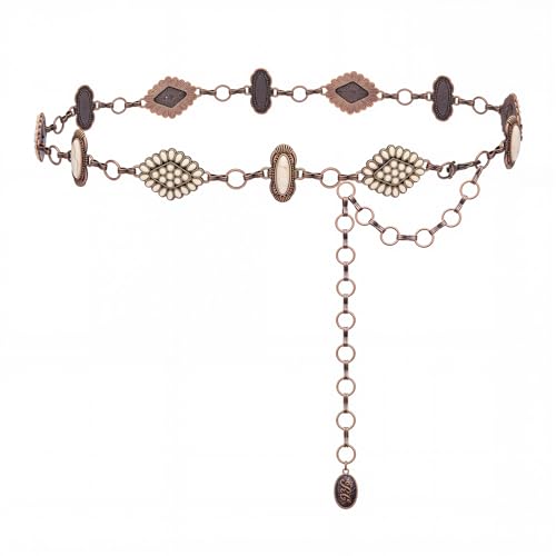 Montana West Rustic Couture's Large Western Concho Metal Belts for Women Cowgirl - color: Alabaster Glow White