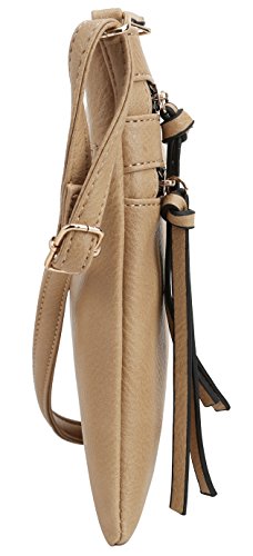 DELUXITY Crossbody Purse Bag Shoulder Bag Multi Pocket Zipper Purse - color: Camel