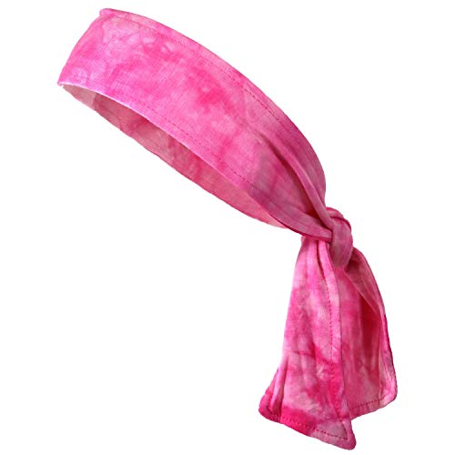 Headbands Tie on Headband for Women Men Running Athletic Hair Head Band Elastic Sports Sweat Basketball Sweatband Stetchy Yoga Workout Sweatbands Adjustable Non-Slip Moisture Wicking - color: Pink Tie Dye