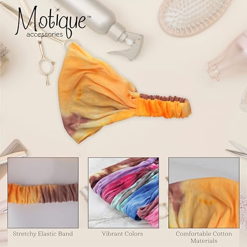 Motique Accessories Stretchy Headwrap Tye Dye Boho Wide Hair Band Yoga (Sunshine) - color: Sunshine