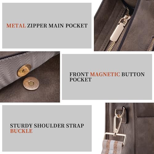 HKCLUF Crossbody Bag Purse for Women 2PCS/Set Leather Hobo Handbag Wallet Set With 2Adjustable Guitar Strap Shoulder Bag | Purse - color: 03 Apricot