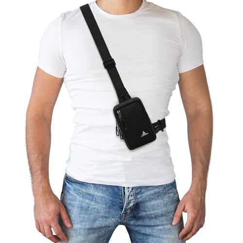 Peicees Small Crossbody Bag for Men Women Mini Sling Bag Travel Running Phone Daypack Cross Body Shoulder Bags, 2 Sizes, Mini Black - color: Black, size: Mini