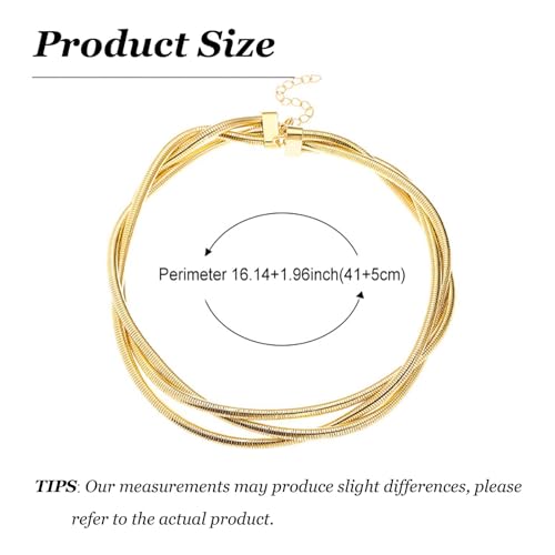 Chunky Chain Necklaces Women Statement Collar Necklace Gold Flat Snake Chain Choker Ribbed Design for Party, Dress Jewelry Gifts - color: A14