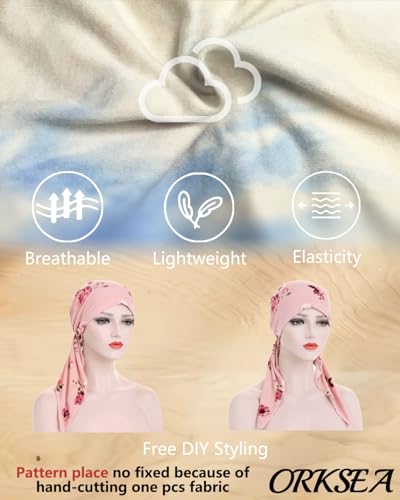 Chemo Headwear for Women Pre-Tied Head Scarf Headwraps Soft Turbans Cancer Hats Chemo Beanie Coverings Scarves - color: Gray and Khaki