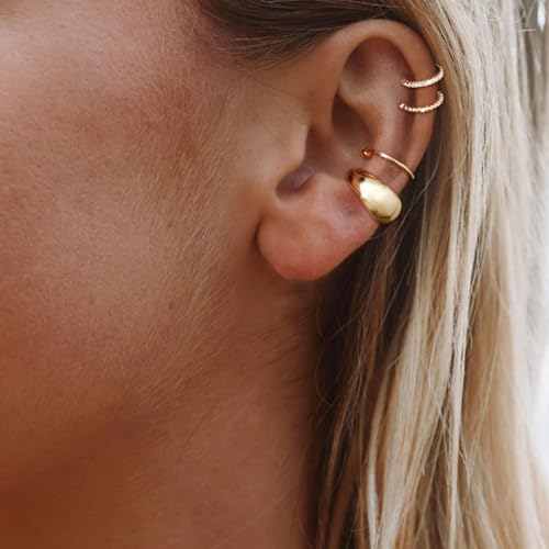 Ear Cuffs Non Piercing 14K Gold Plated Ear Cuff Earrings for Women Trendy Clip on Cartilage Earring Stacks Non Pierced Adjustable Fake Earrings Set Jewelry - color: B3:gold rhinestone ear cuff 4pcs