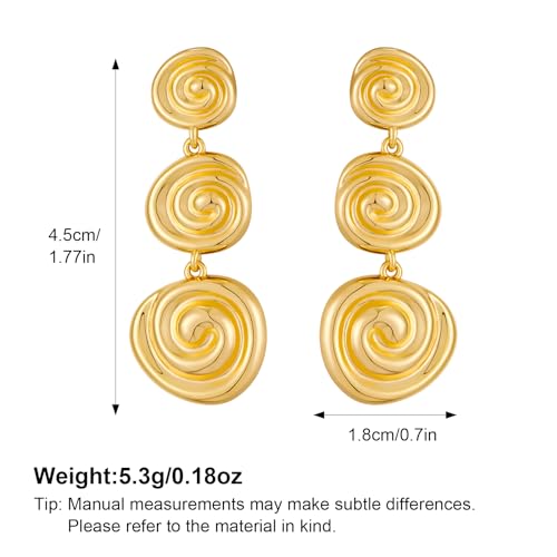 MUYAN Gold and Silver Boho Hammered Dangling Earrings for Women Modern Statement Finish Dangle Drop Earrings Jewelry - color: Boho Spiral