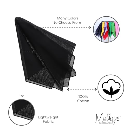 Motique Accessories Solid Color Bandana - Set of 6 Bandannas - color: Black