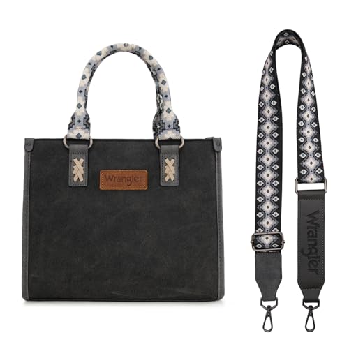 Montana West Wrangler Tote Bag for Women Aztec Western Retro Purse Top Handle Handbags - color: A-aztec-dark Black