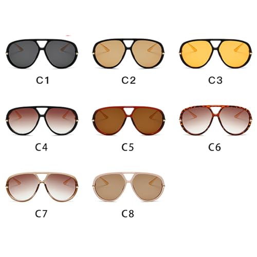 Trendy Oversized Pilot Sunglasses Women For Men Round Sun Glasses Vintage Big Frame Shield Shades Men Punk Sunglasses - color: C7