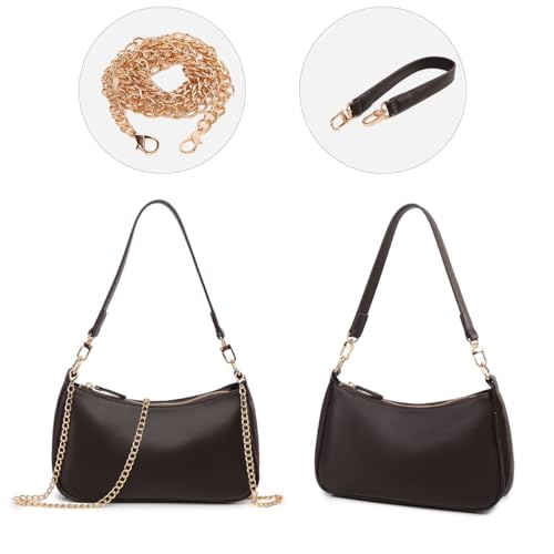 Shoulder Bag for women Crossbody Bags Retro Classic Small Hobo Purse Clutch Tote Handbags with Zipper Closure - color: Coffee Color