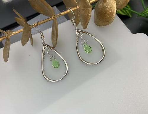 Rhodium Plate 925 Sterling Silver Hook Twist Leaf Holiday Hypoallergenic Dangle Earrings for Women Gifts Engagement Wedding with Austrian Daiamond Cut Waterdrop Crystal Hight Polished Long :1.9 IN - color: waterdrop green