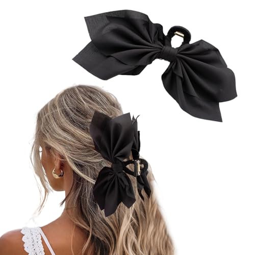Bow Claw Clips Bow Hair Clips Black 1PCS Big Hair Bows for Women Butterfly Styling Large Hair Clips for Thick Hair for Girls Hair Accessories for Teens - color: 1PC-Black