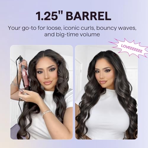 Wavytalk 5 in 1 Curling Iron Set with Thermal Brush and 4 Interchangeable Ceramic Curling Wands (0.5'-1.25'), Instant Heat Up Hair Curling Iron, Rose Gold - color: Rose Gold