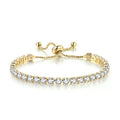 Tennis Chain Rhinestone Beads Slider Bracelet 14K Gold Silver Plated Adjustable Crystal Seed Bracelet for Women Wedding Party Geometric Jewelry Gift - color: A gold