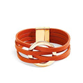 Long tiantian Leather Wrap Bracelets for Women Circle Rhinestones Boho Layered Bracelet Cuff Bangle Bracelet Jewelry Birthday Gifts for Women Holiday Outfits - color: A6:orange