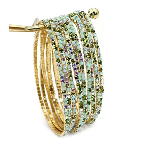 10 Pieces Women's Tennis Bracelet Set 2mm Extra-fine Delicate Rhinestones Adjustable Stackable Stretch Bracelet Wedding Party Jewelry Gifts - color: G-Light green+olive green