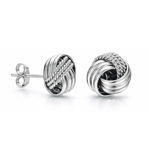 LeCalla 925 Sterling Silver Knot Stud Earrings Jewelry | Italian Design Love Knot Stud Earring | Celtic Knot Stud Earrings for Women - color: Rhodium Love_Knot