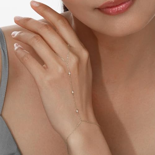 Hand Chain Gold Bracelets for Women Trendy Finger Ring Slave Bracelet Dainty Chain Hand Jewelry Trendy Gifts - color: F3:Gold Hand Chain
