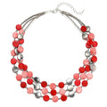 Noessla Layered Beaded Chunky Necklace for Women Boho Two-color Shell Statement Necklace Fashion Collar Costume Jewelry Gifts for Mum - color: Red